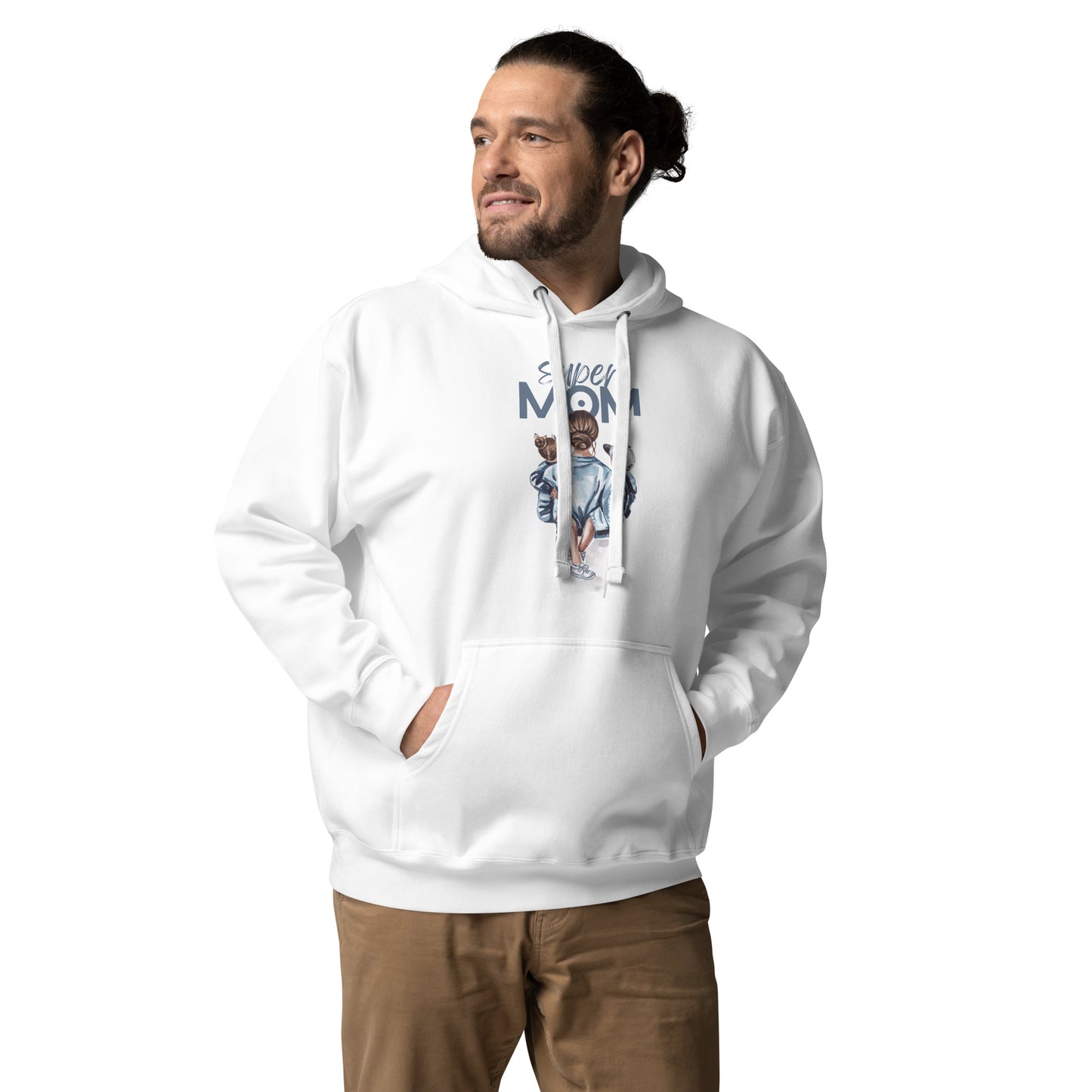 Unisex Hoodie featuring a cool design, worn by a man with a front pouch pocket and warm hood.